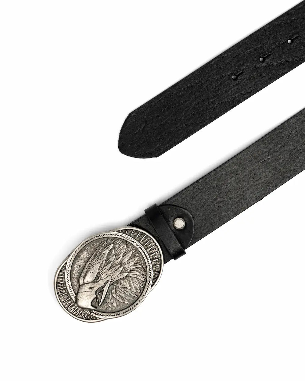 Black Leather Western Belt - Eagle