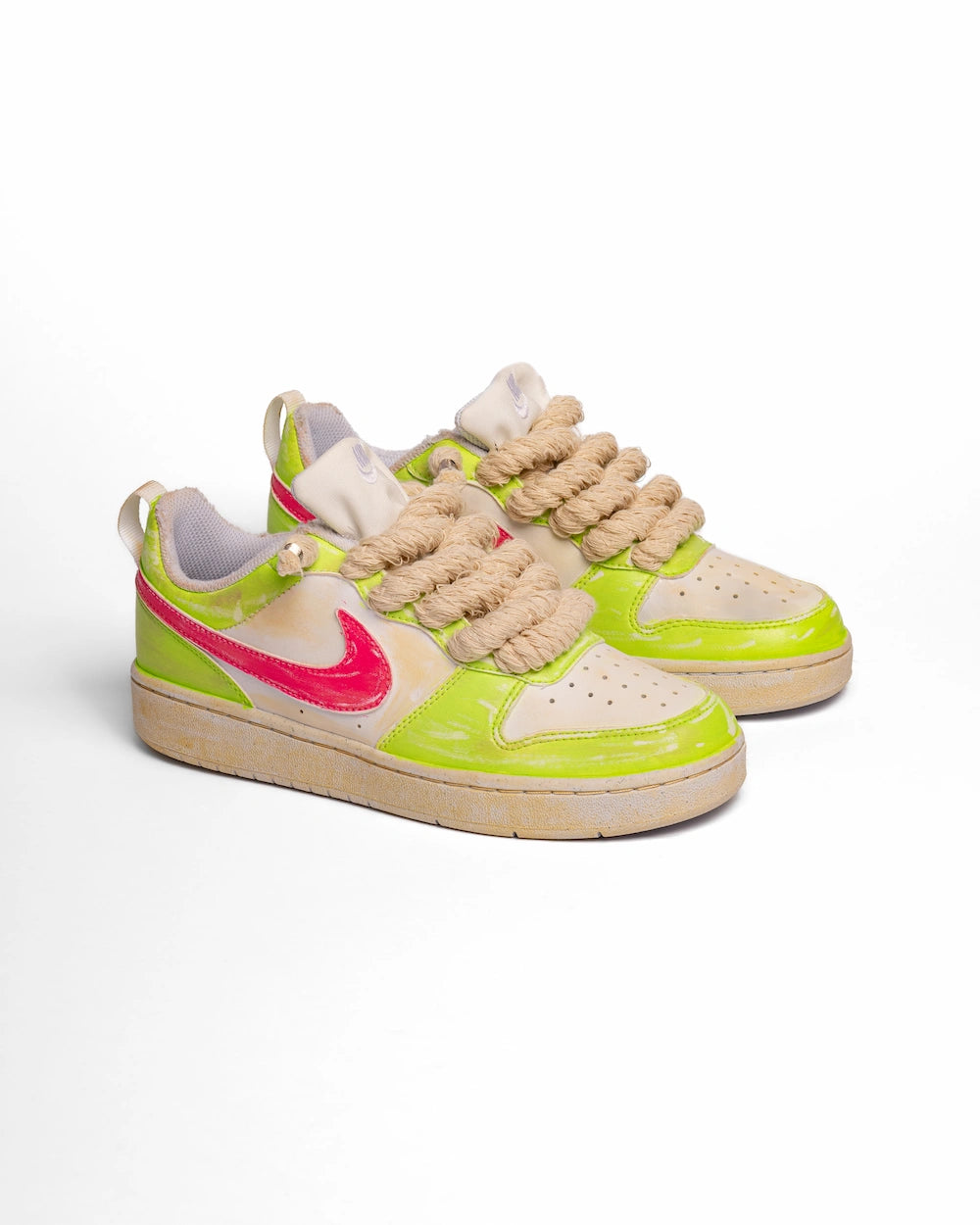 Nike borough Rope Vintage Grinch/Hot Pink verde e fucsia con lacci in corda beige