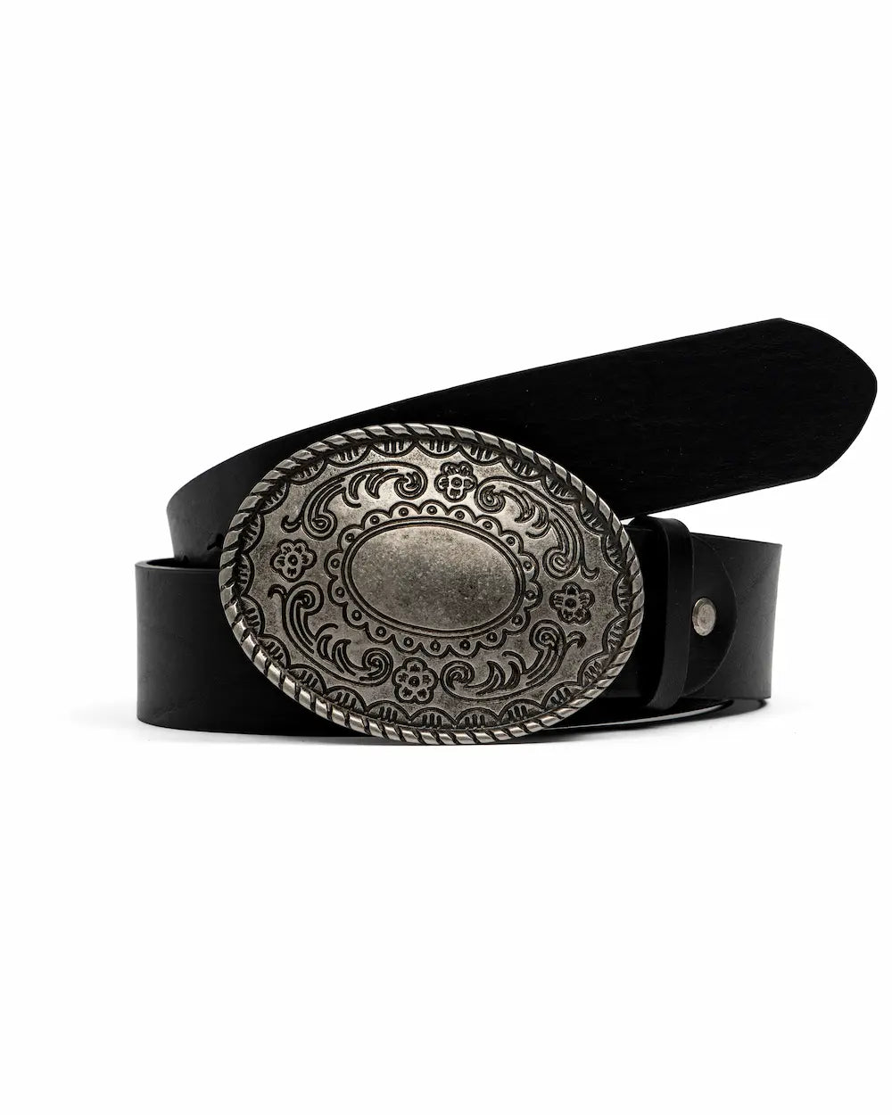 Cintura Western in pelle Nera - Floreal
