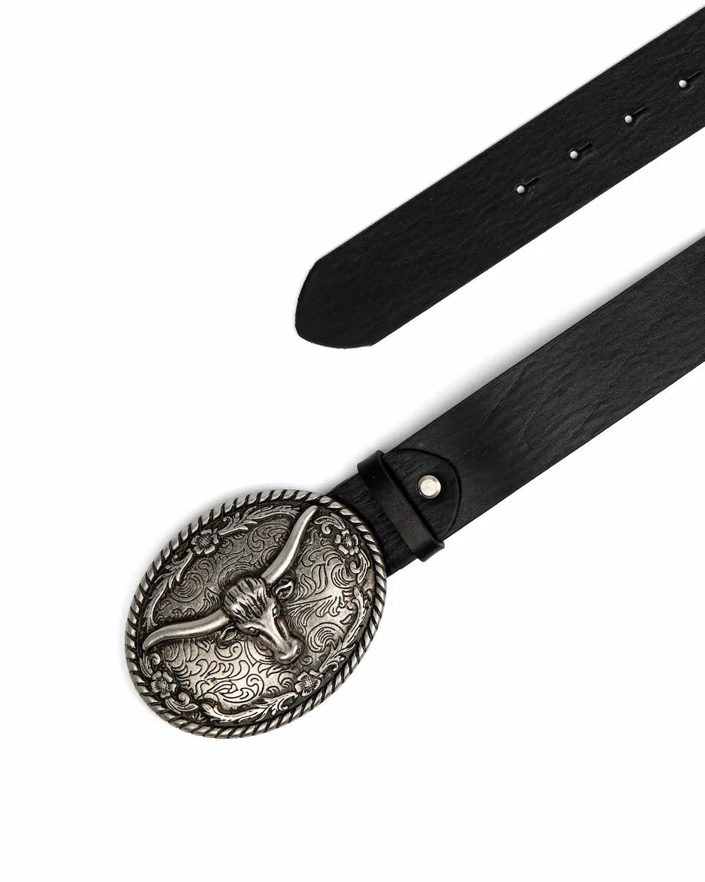 Black Leather Western Belt - Buffalo