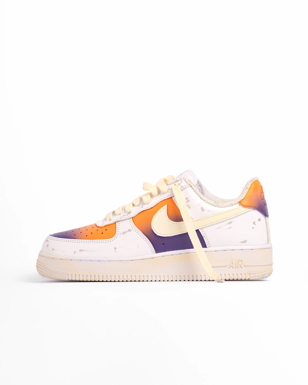 nike Air force 1 custom con sfumatura effetto viola e arancione