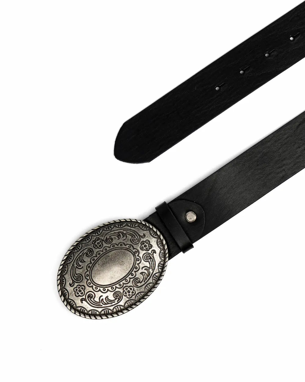 Cintura Western in pelle Nera - Floreal