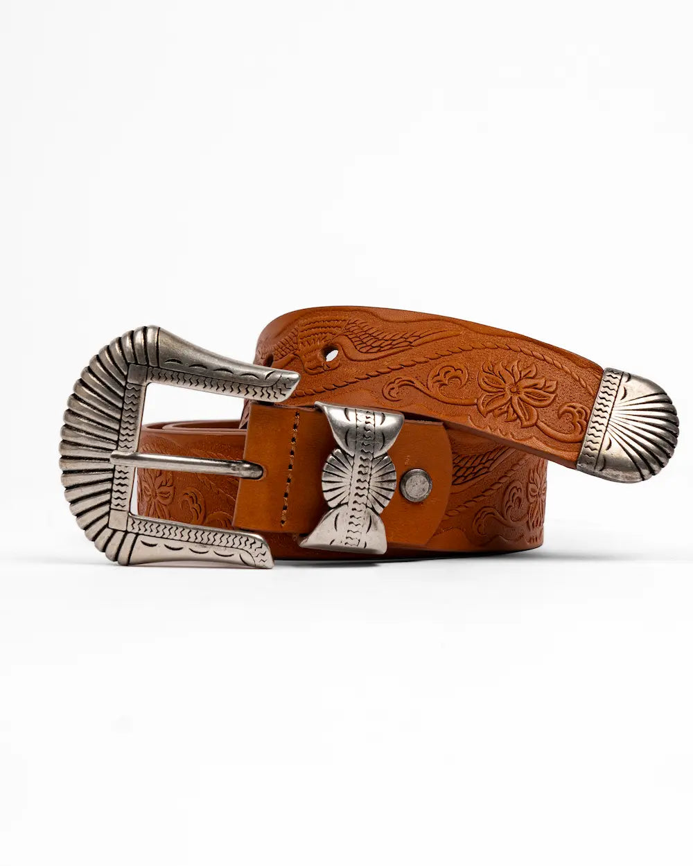 Leather Belt - Stampa Western - Western Caramel
