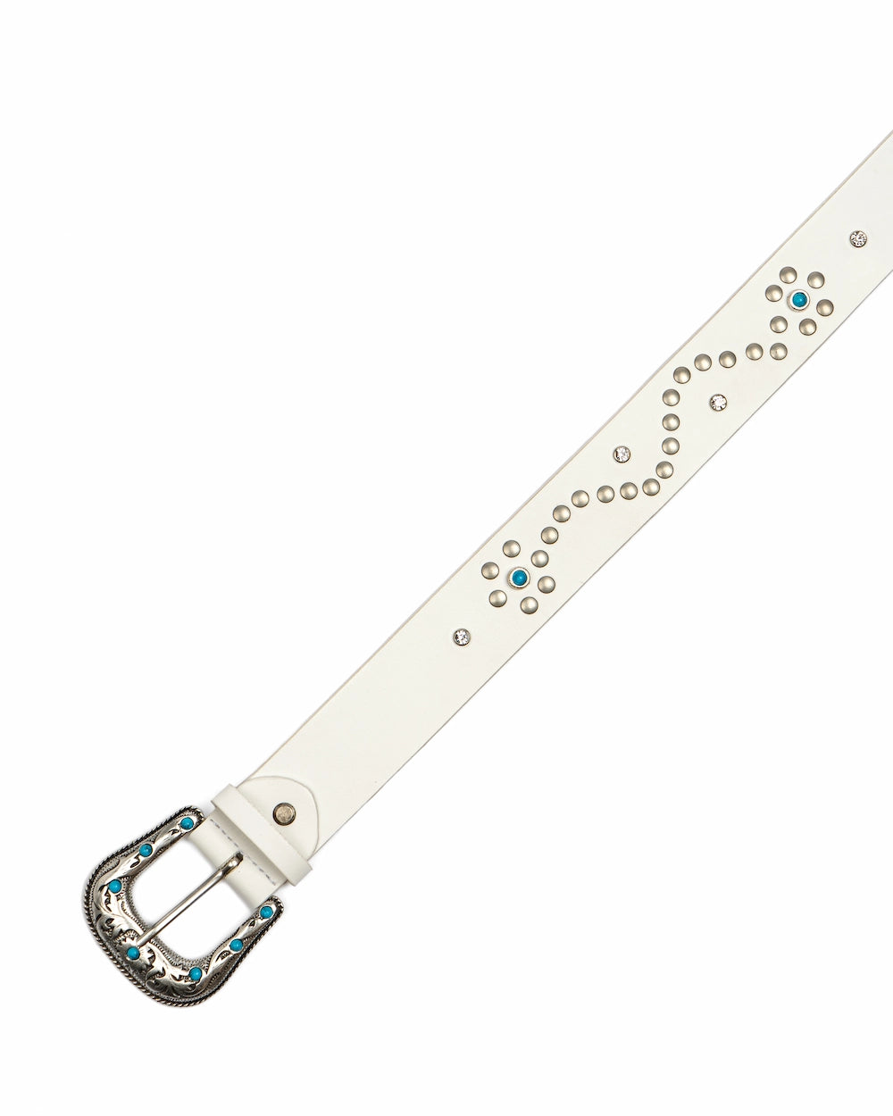 Cintura Western in pelle - Flower Turquoise