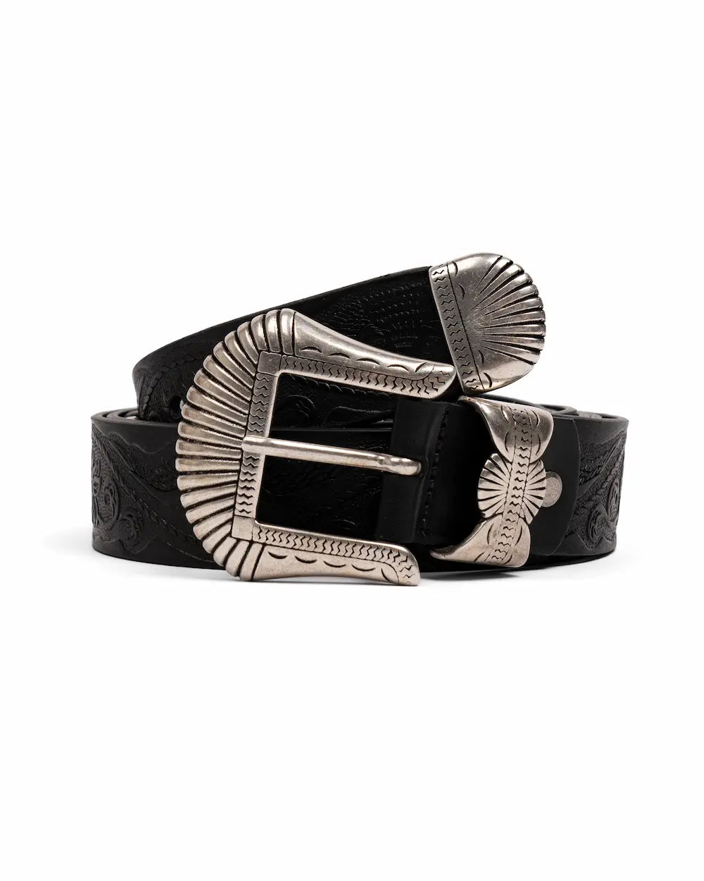 Leather Belt - Western Print - Western Dark