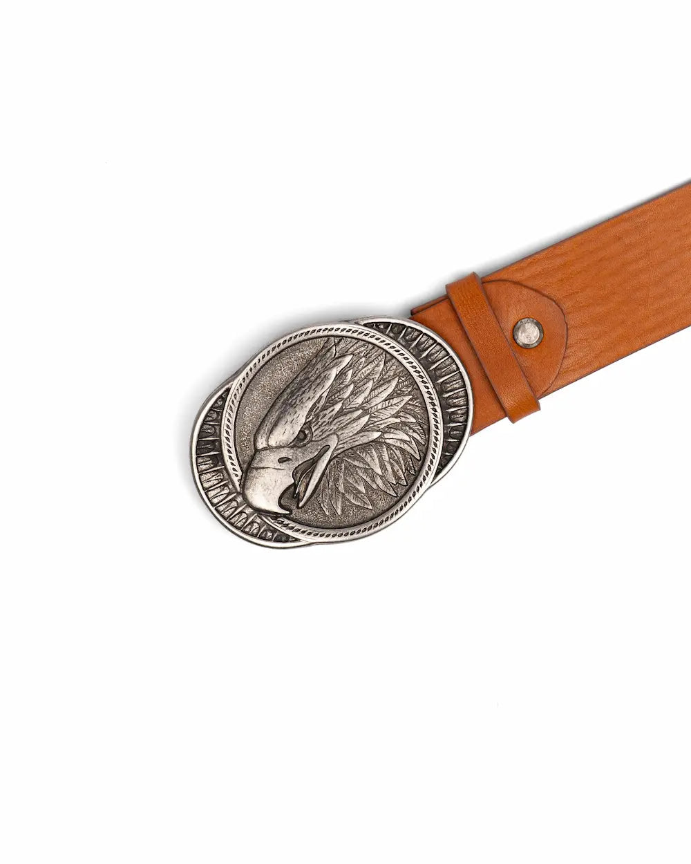 Caramel Leather Western Belt - Eagle