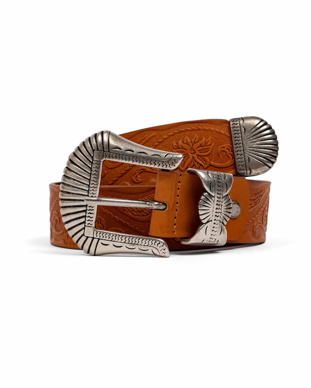 Leather Belt - Stampa Western - Western Caramel