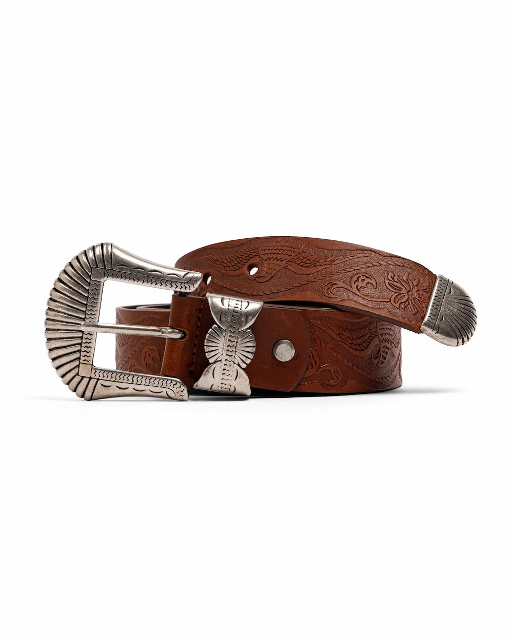 Leather Belt - Western Print - Western Tobacco