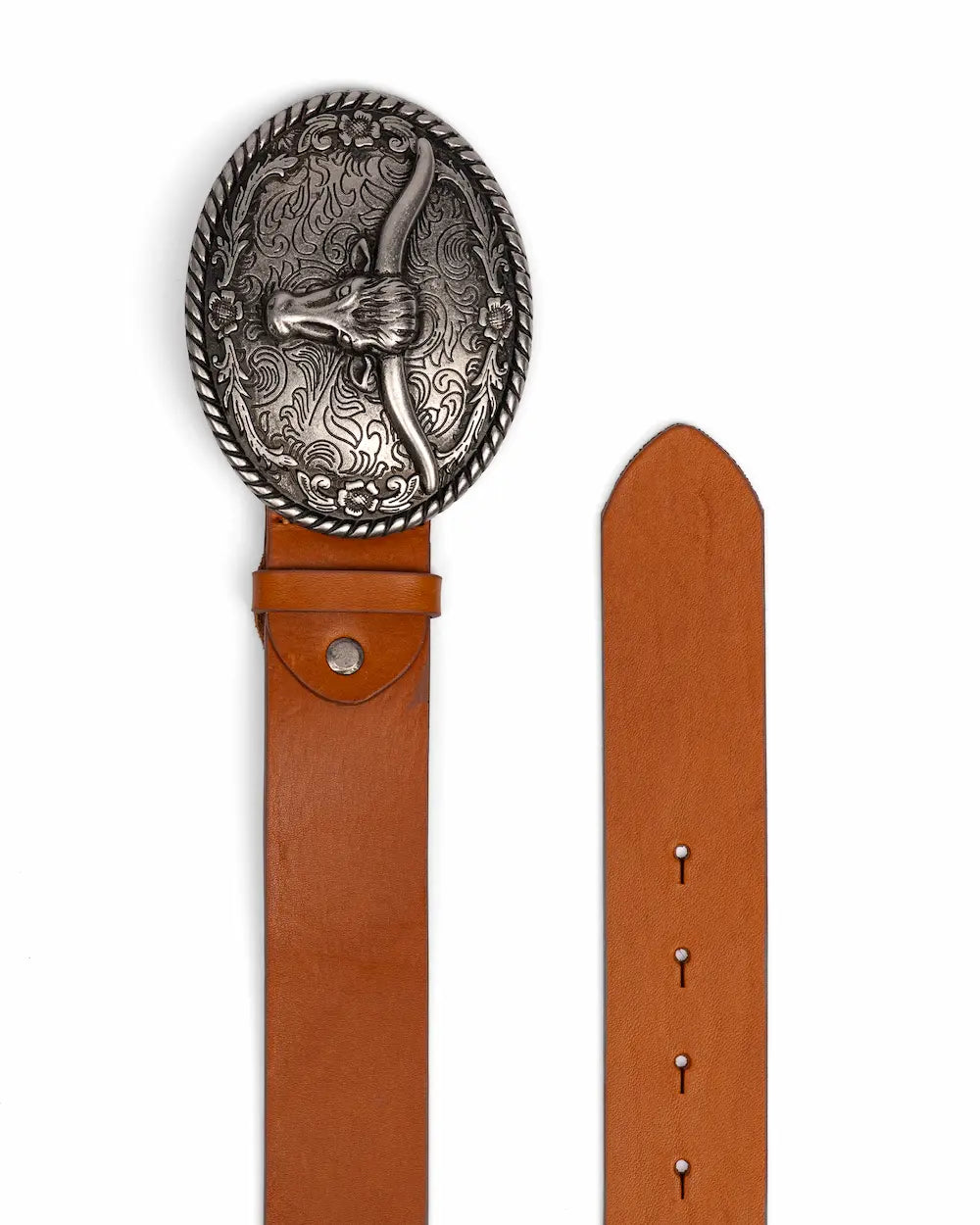Caramel Leather Western Belt - Buffalo