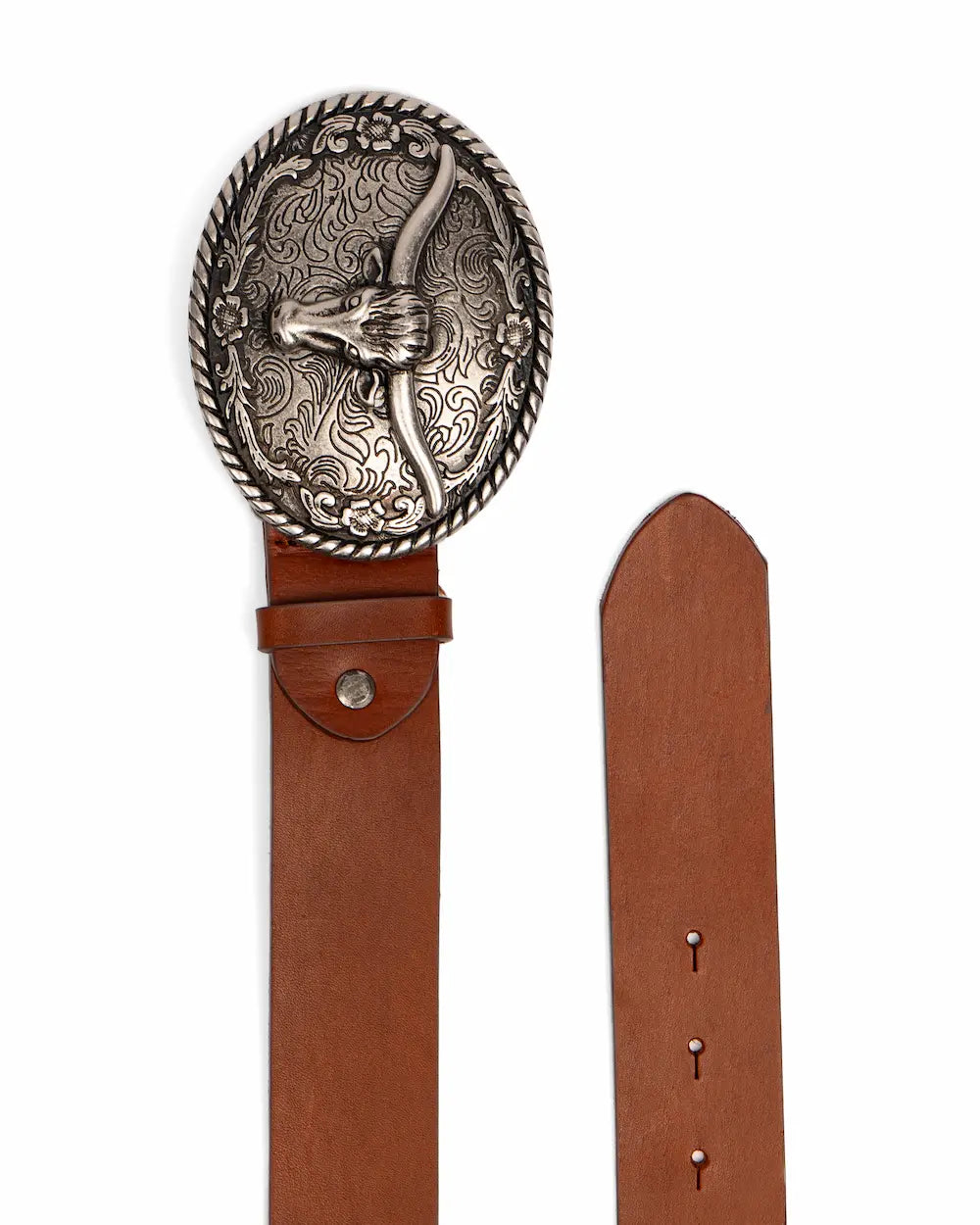 Tobacco Leather Western Belt - Buffalo
