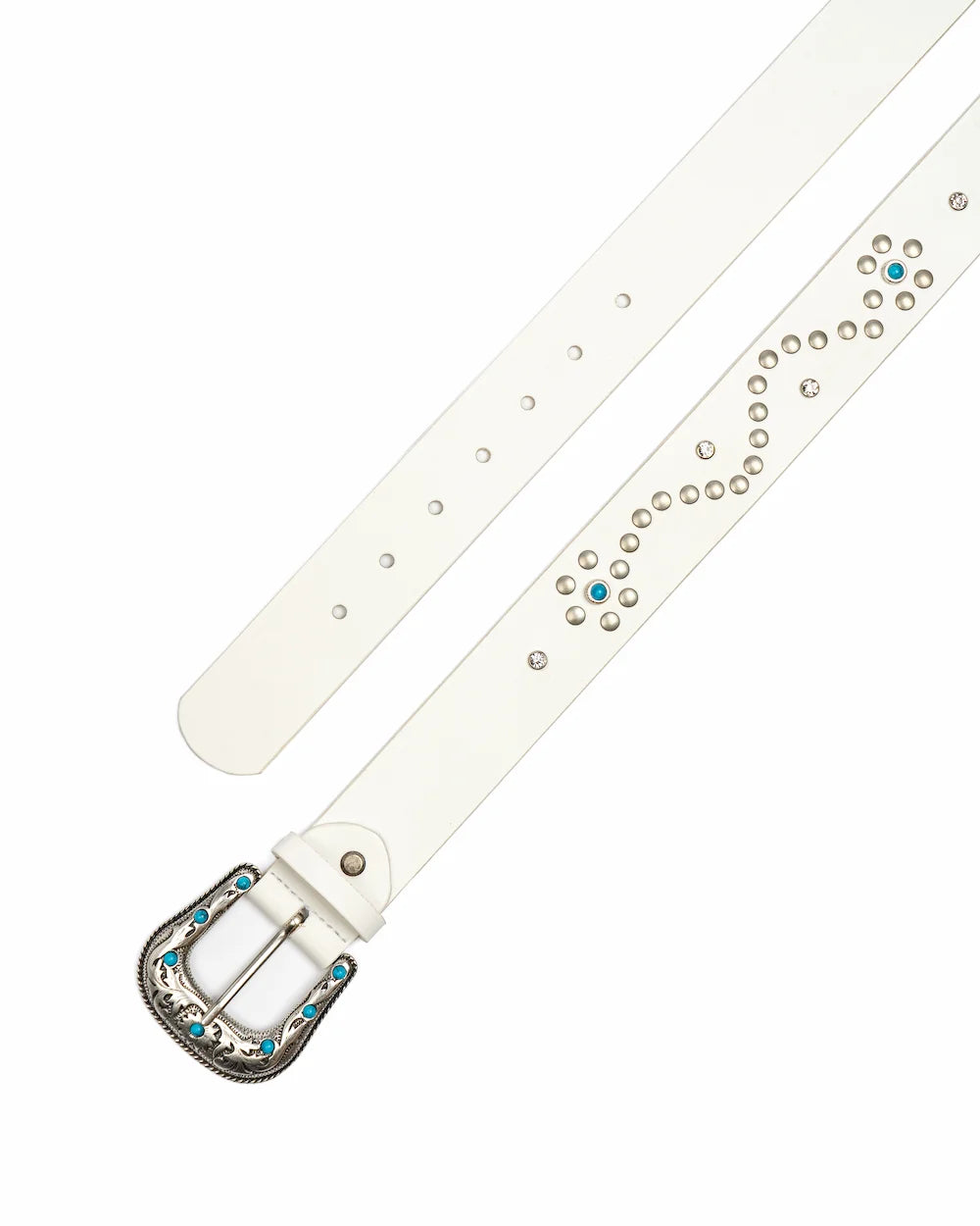 Cintura Western in pelle - Flower Turquoise