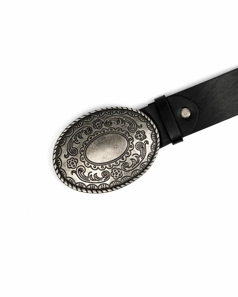 Cintura Western in pelle Nera - Floreal