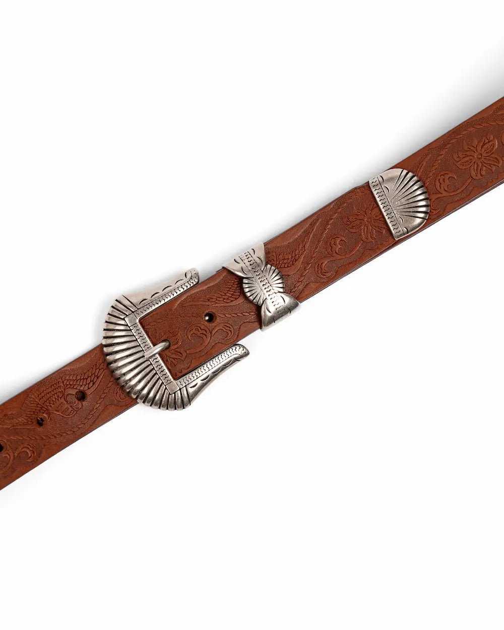 Leather Belt - Western Print - Western Tobacco