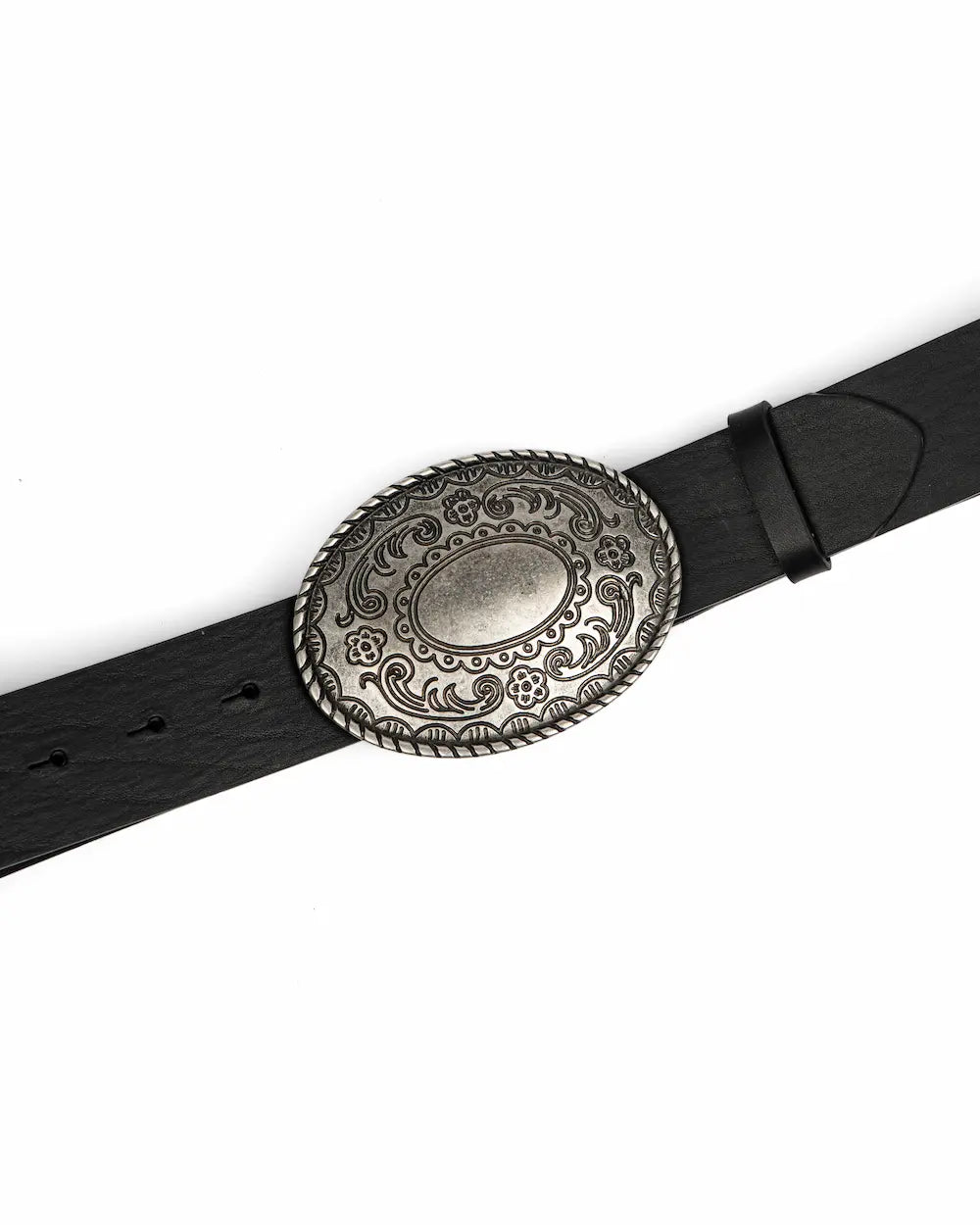 Cintura Western in pelle Nera - Floreal