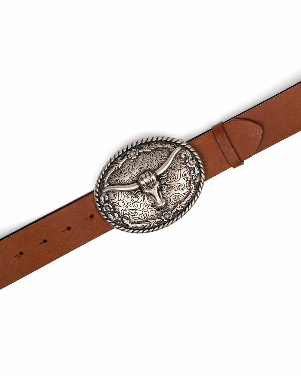 Tobacco Leather Western Belt - Buffalo