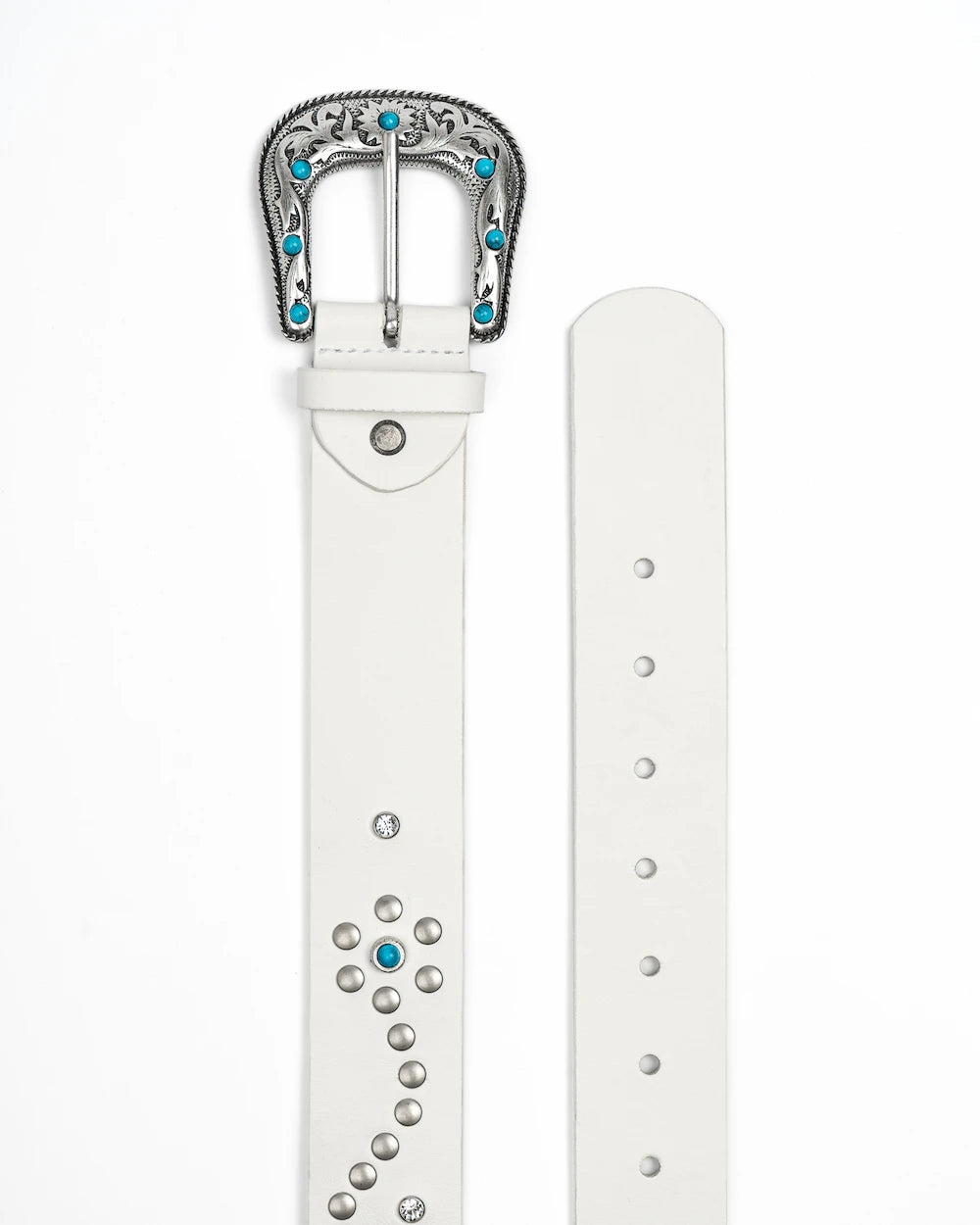 Cintura Western in pelle - Flower Turquoise