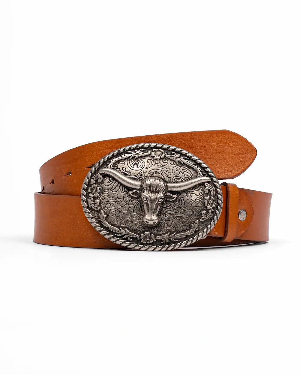 Caramel Leather Western Belt - Buffalo