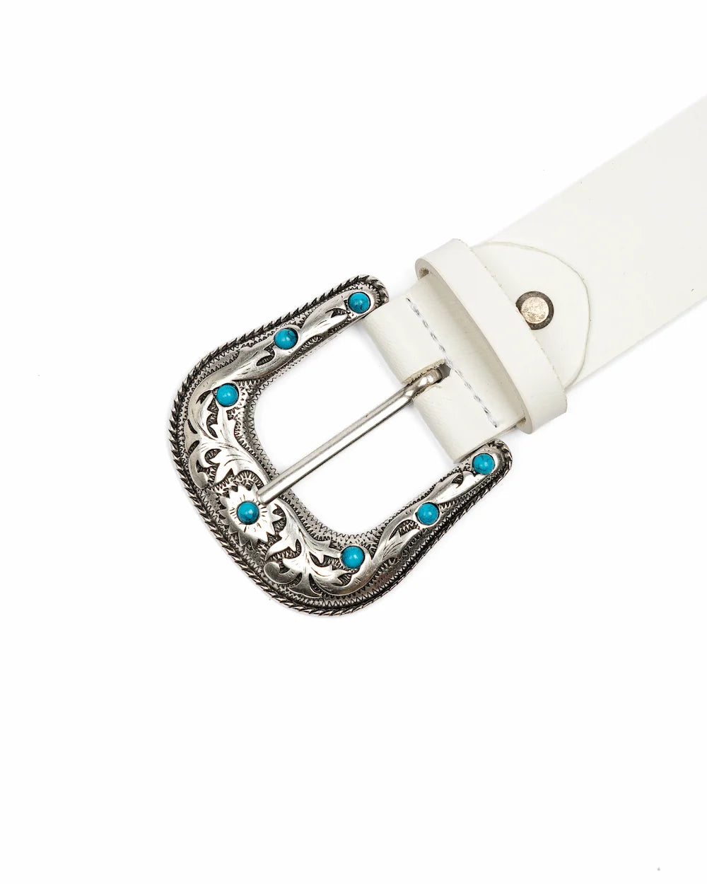 Cintura Western in pelle - Flower Turquoise