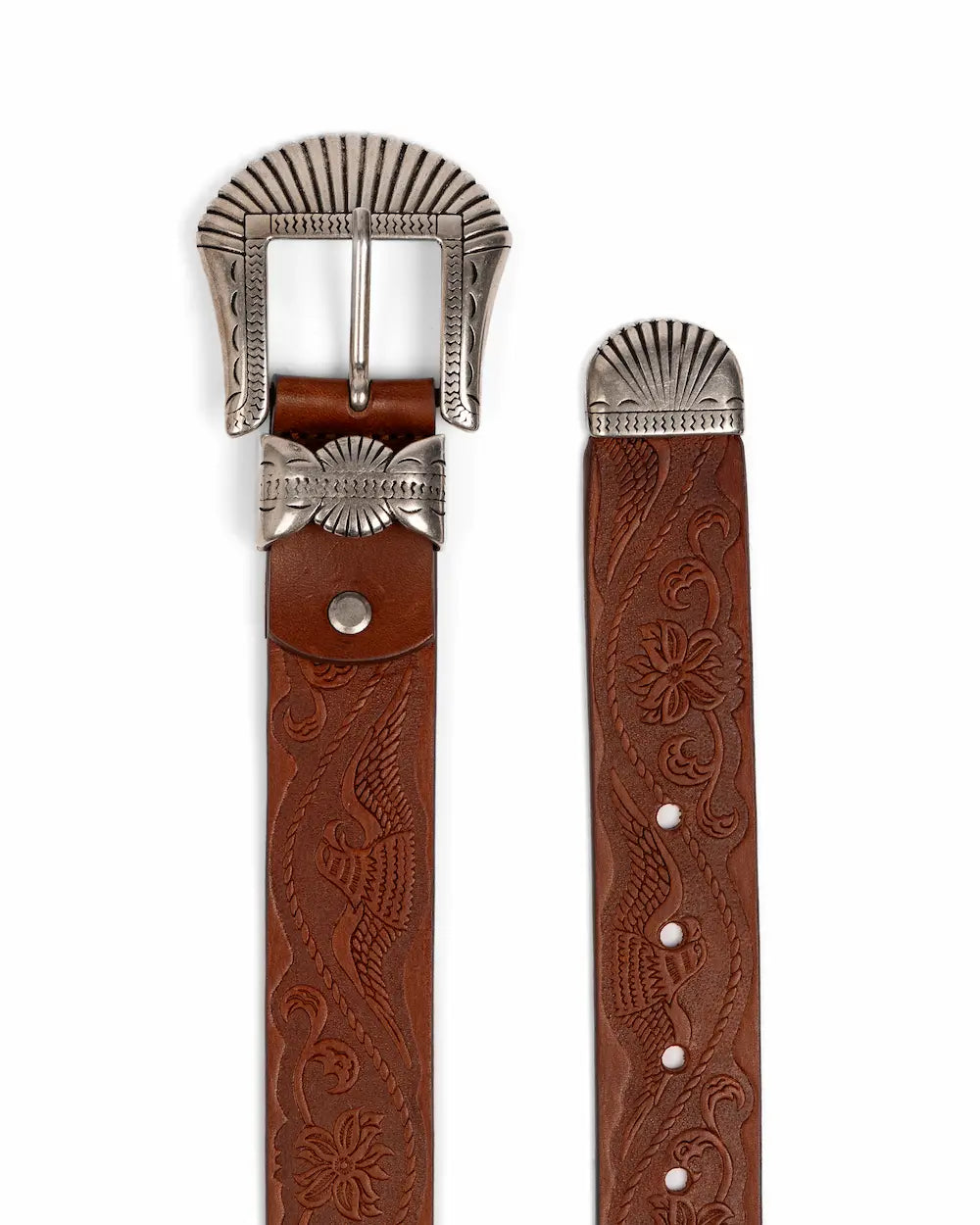 Leather Belt - Western Print - Western Tobacco