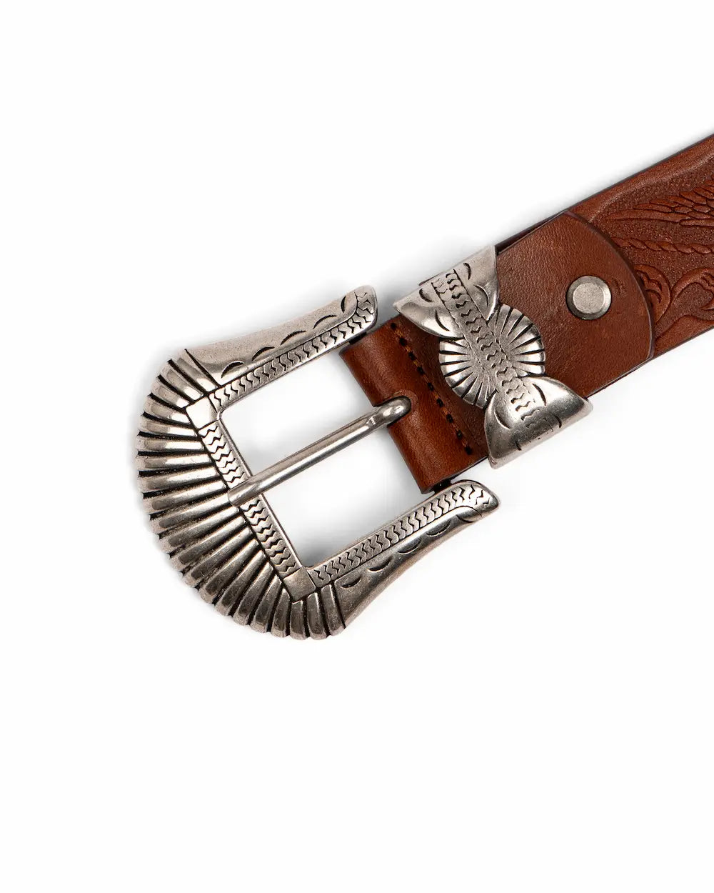 Leather Belt - Western Print - Western Tobacco