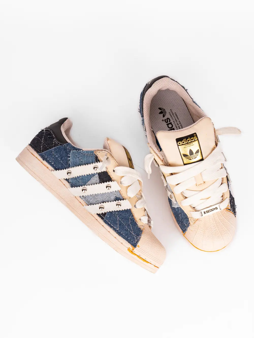 Adidas Superstar Denim Custom effetto patchwork