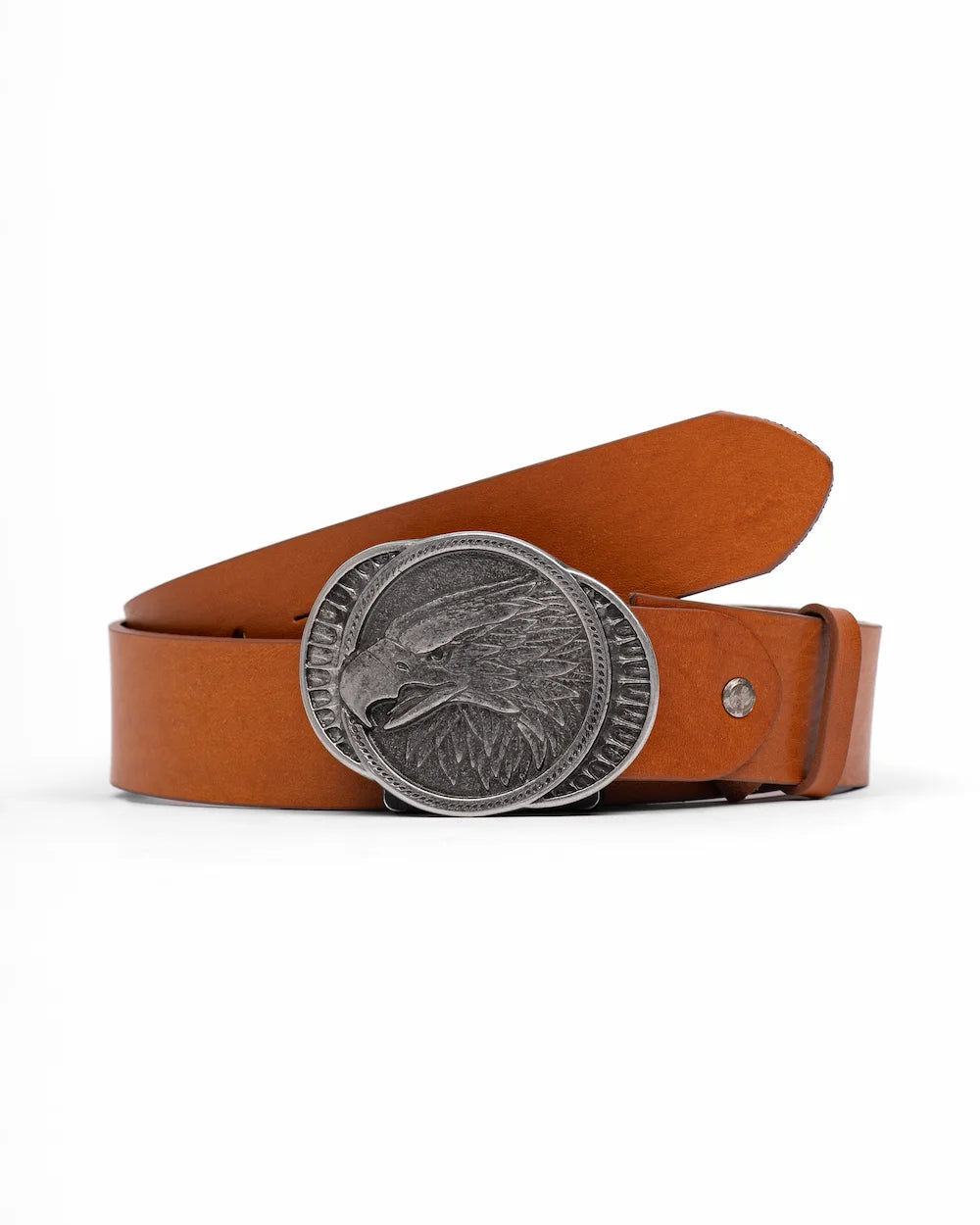 Caramel Leather Western Belt - Eagle
