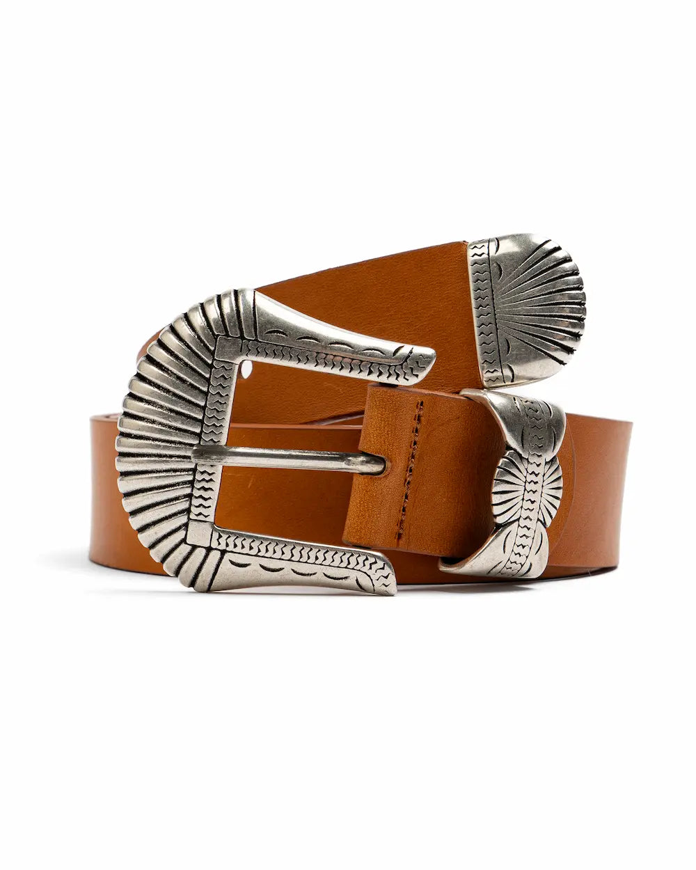 Caramel Leather Western Belt - Buckle Set