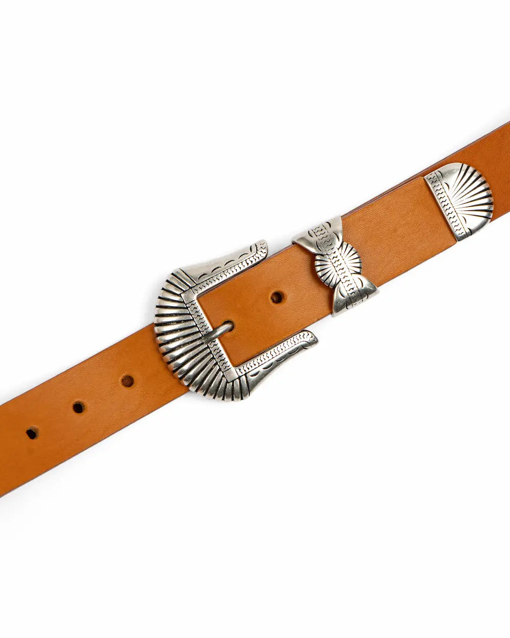 Caramel Leather Western Belt - Buckle Set