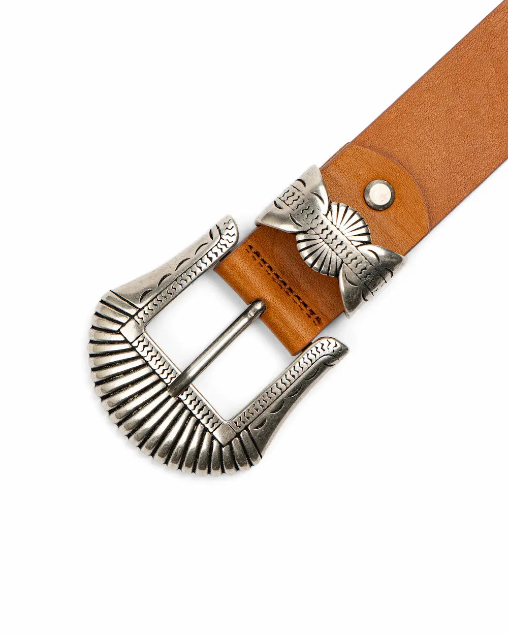 Caramel Leather Western Belt - Buckle Set