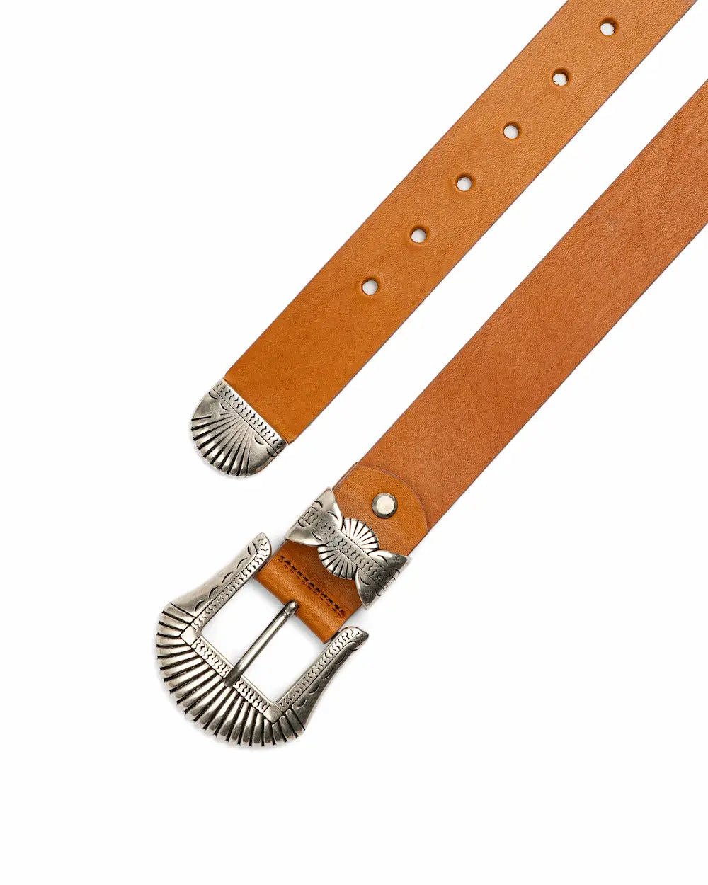 Caramel Leather Western Belt - Buckle Set