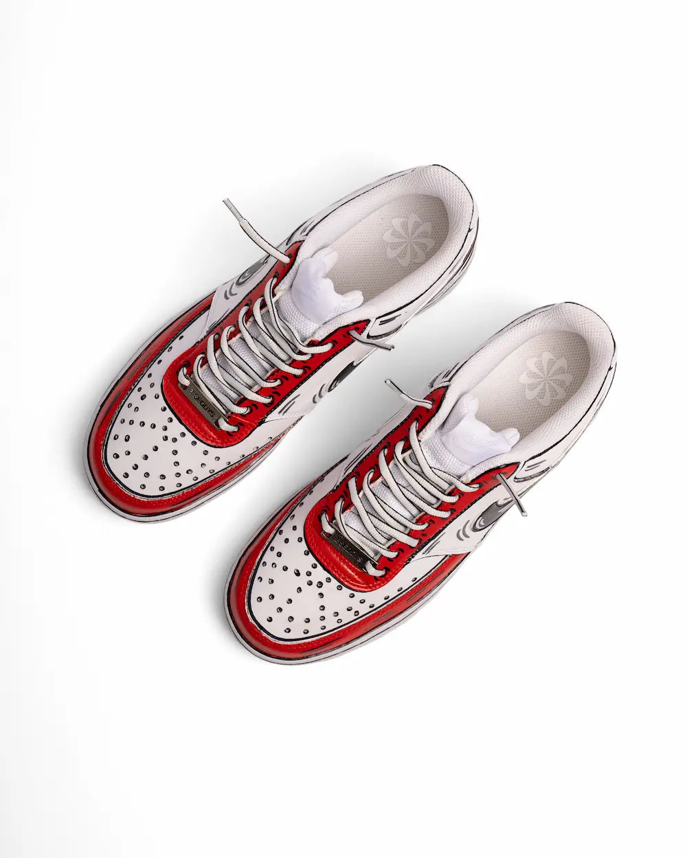 Comics Red & Black su Nike Court Vision, sneaker dipinta a mano effetto fumetto in tonalità rosso e nero