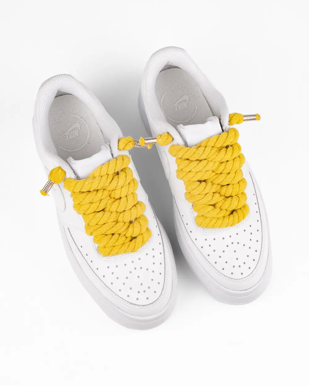 Nike Court Vision Platform personalizzata con lacci in corda grossi gialli