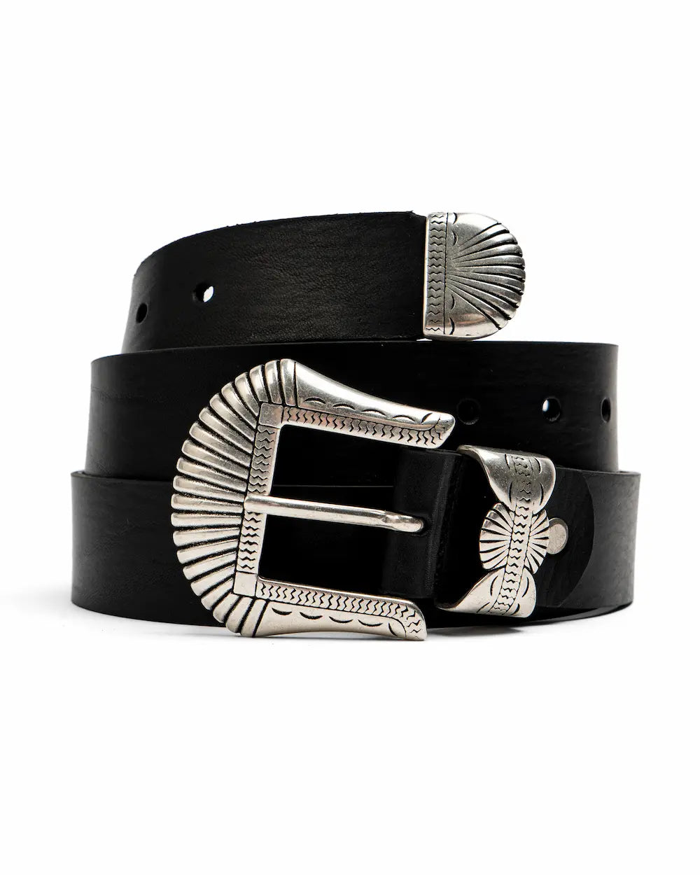 Cintura Western in pelle Black - Buckle Set