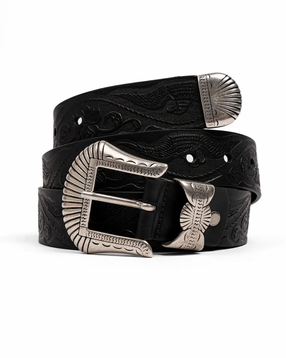 Leather Belt - Western Print - Western Dark