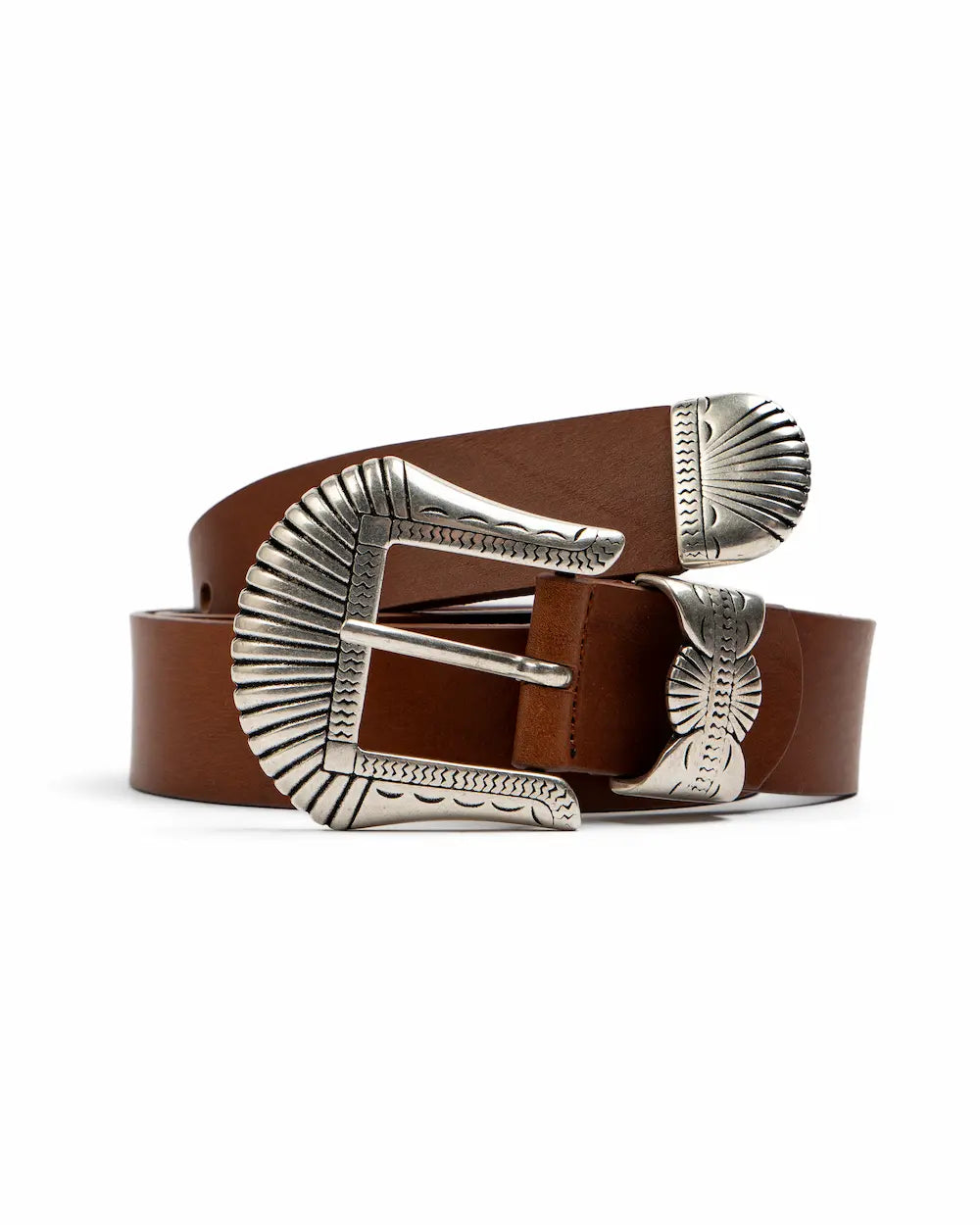 Tobacco Leather Western Belt - Buckle Set