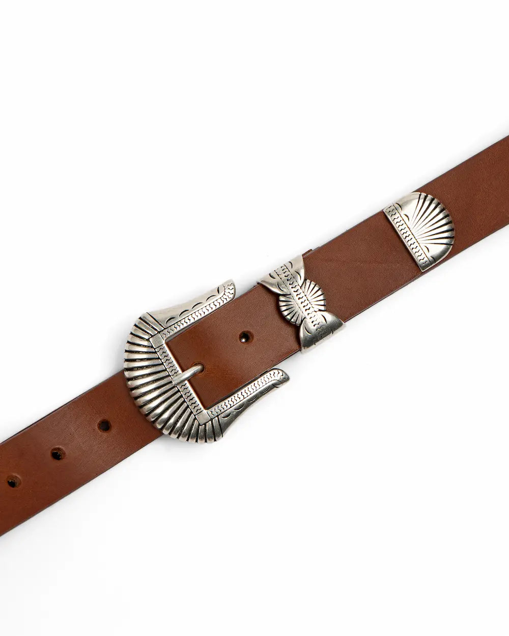 Tobacco Leather Western Belt - Buckle Set