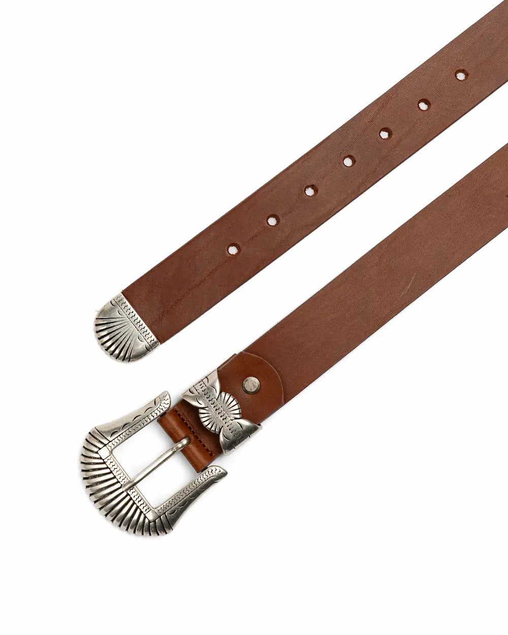 Tobacco Leather Western Belt - Buckle Set