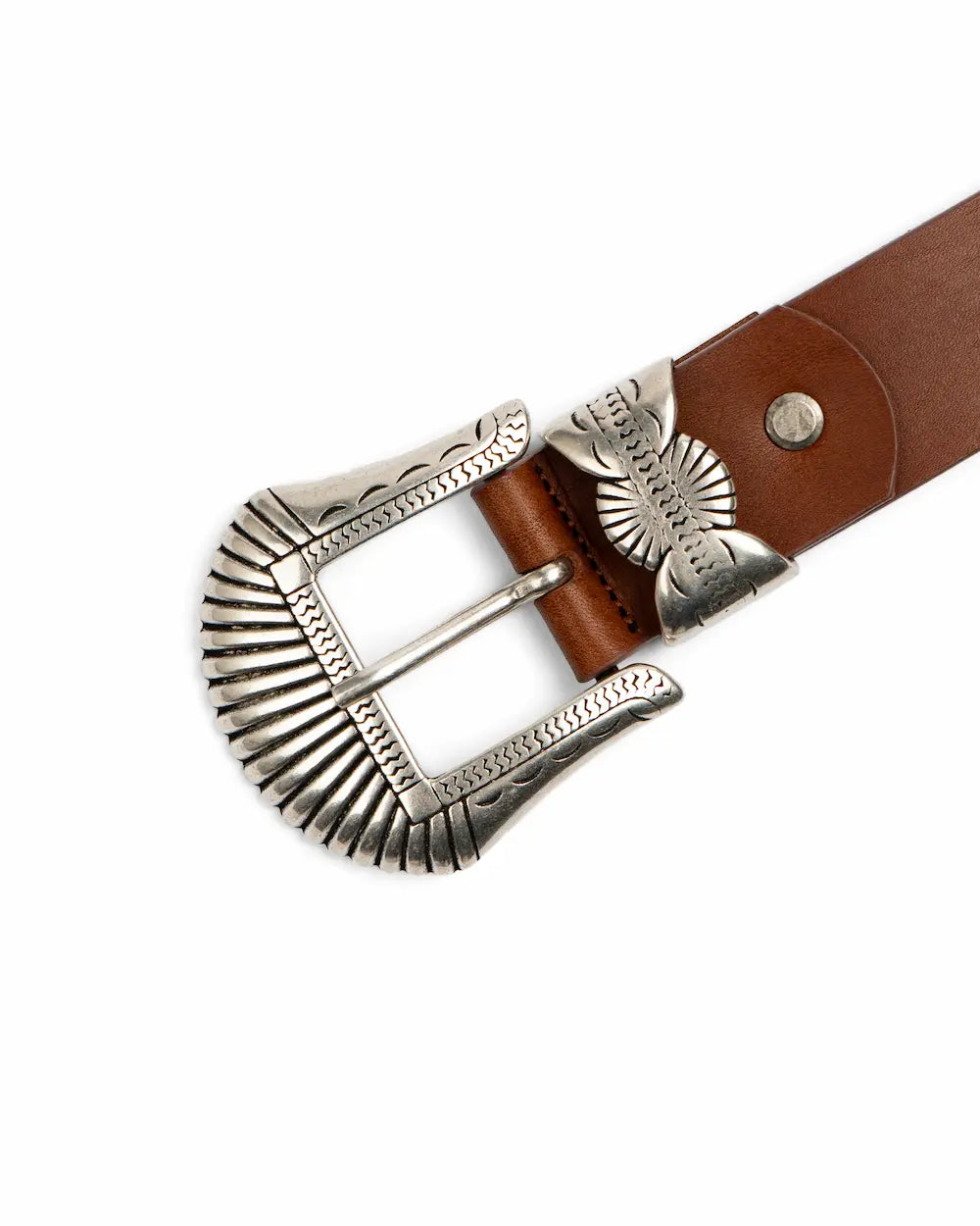 Tobacco Leather Western Belt - Buckle Set