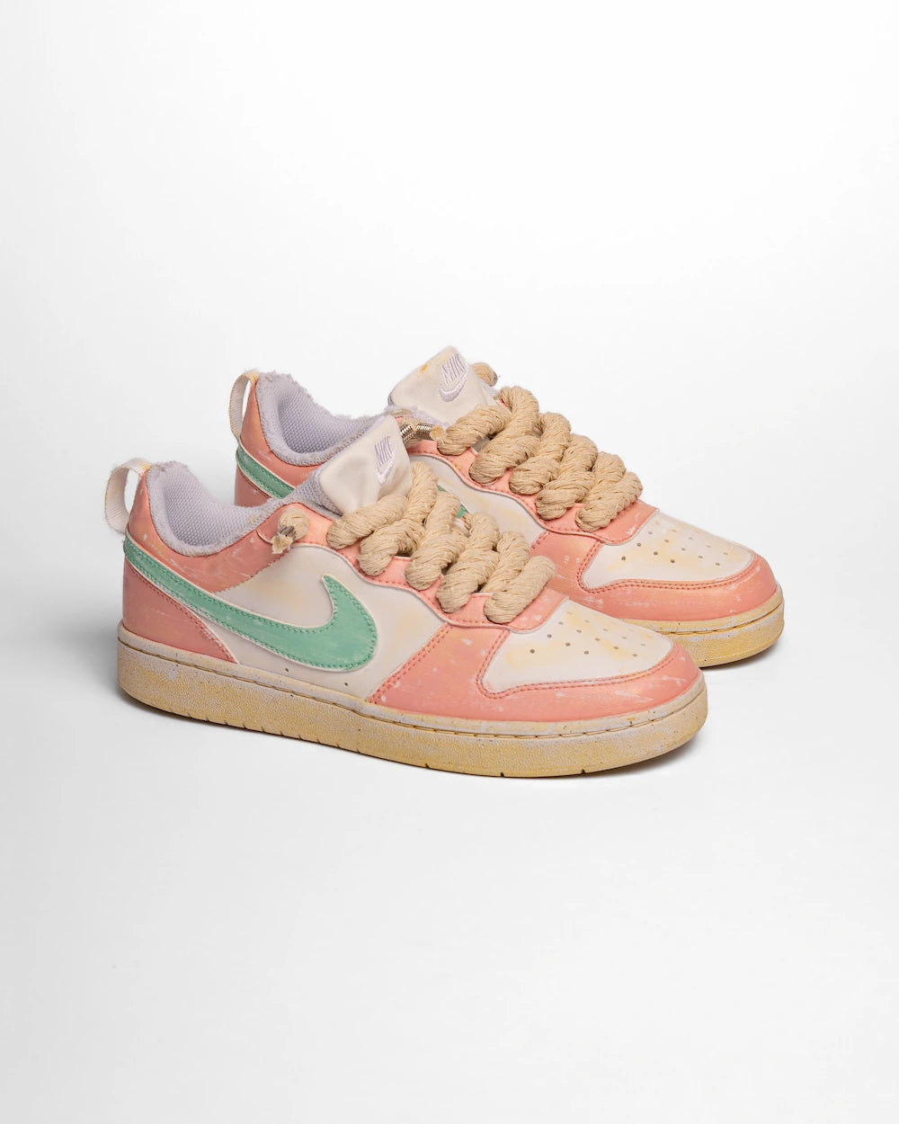 Nike borough donna Rope Vintage Pink/Mint con lacci in corda beige
