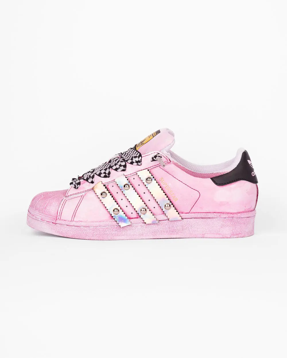 Adidas Superstar Custom Tinta Pink Chunky lato sinistro