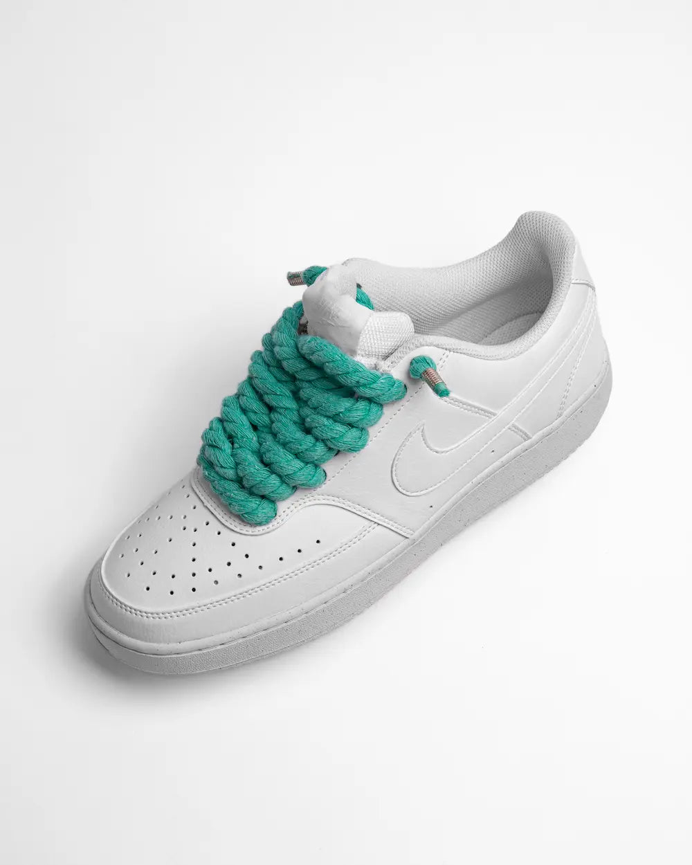 Nike Court Vision personalizzata con lacci in corda verde acqua