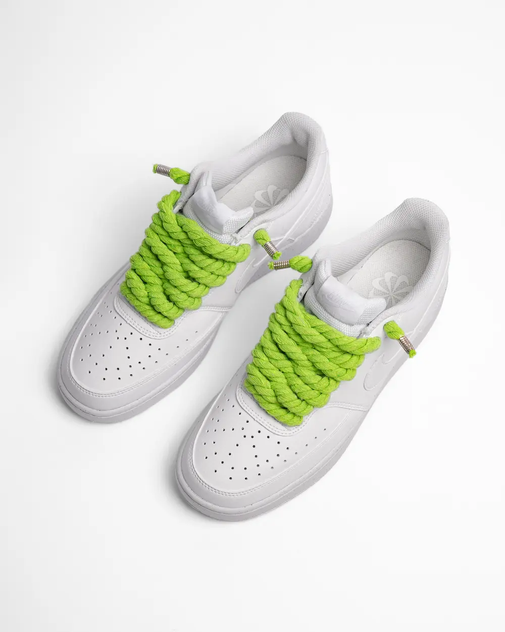 Nike Court Vision personalizzata con lacci in corda verde lime