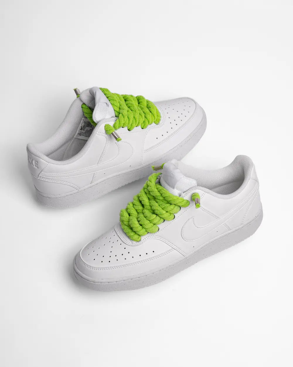 Nike Court Vision personalizzata con lacci in corda verde lime