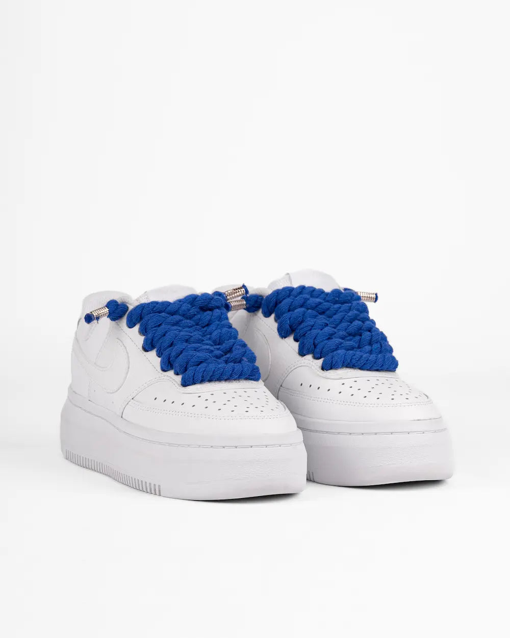Nike Court Vision Platform personalizzata con lacci in corda grossi blu