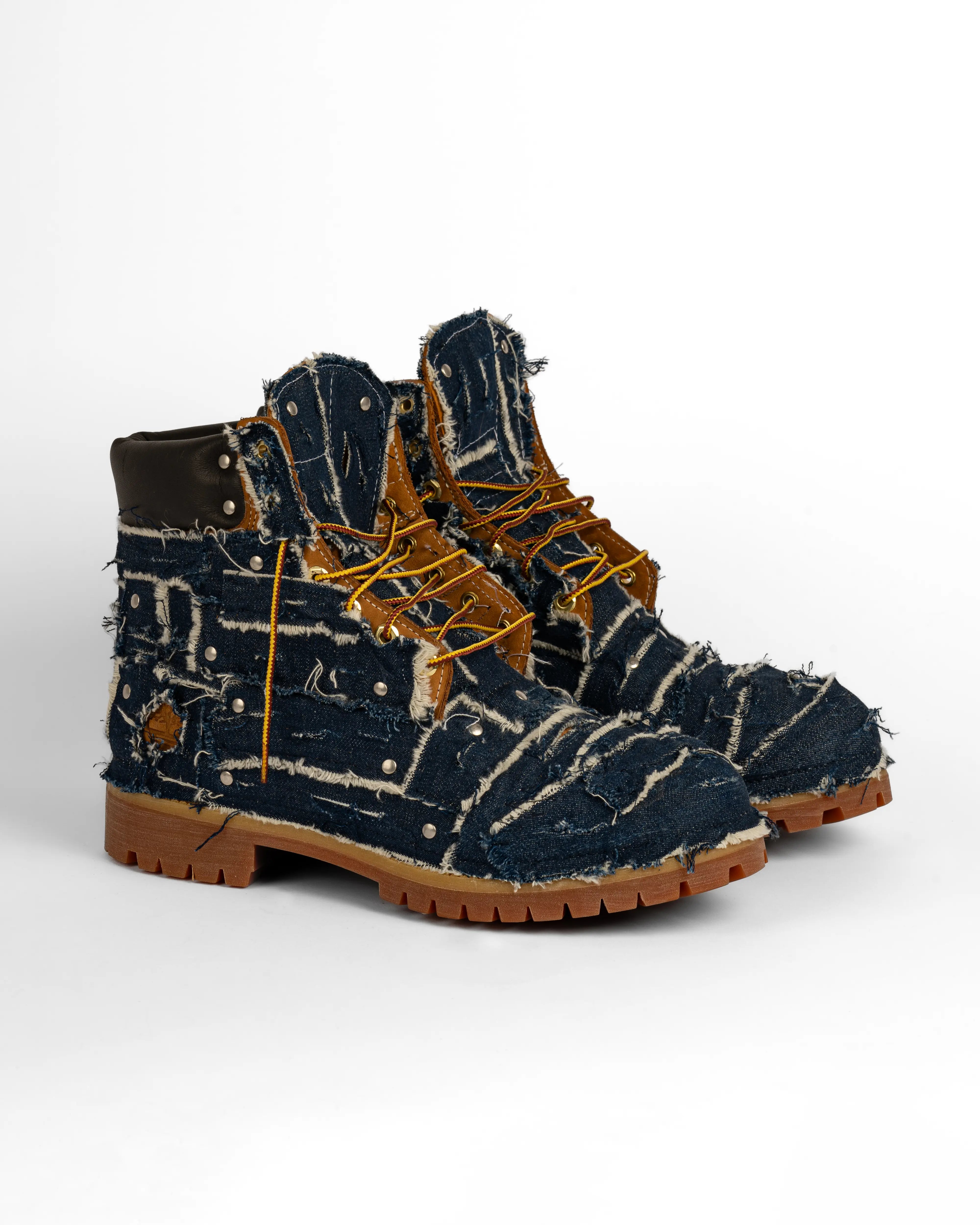 Timberland boot custom rivestito in denim scuro